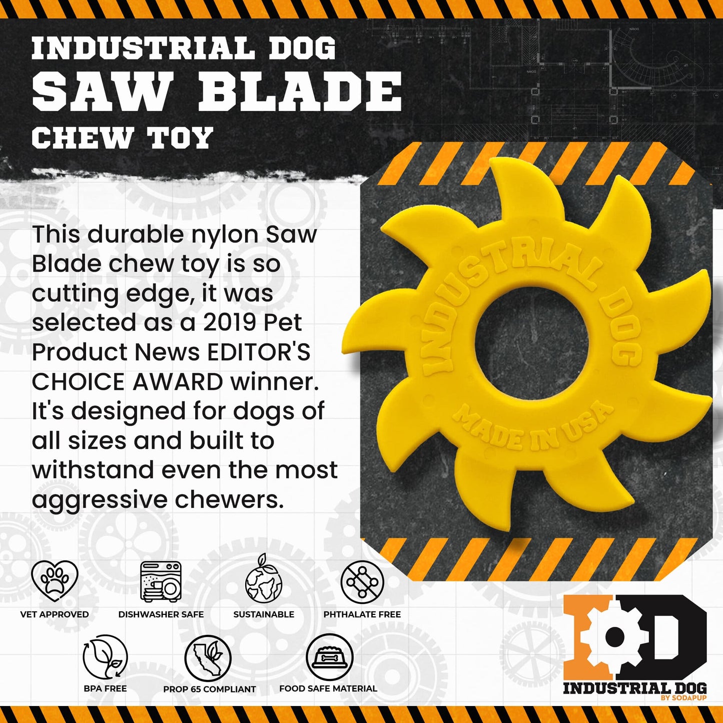 ID Circular Saw Blade Ultra Durable Nylon Dog Chew Toy