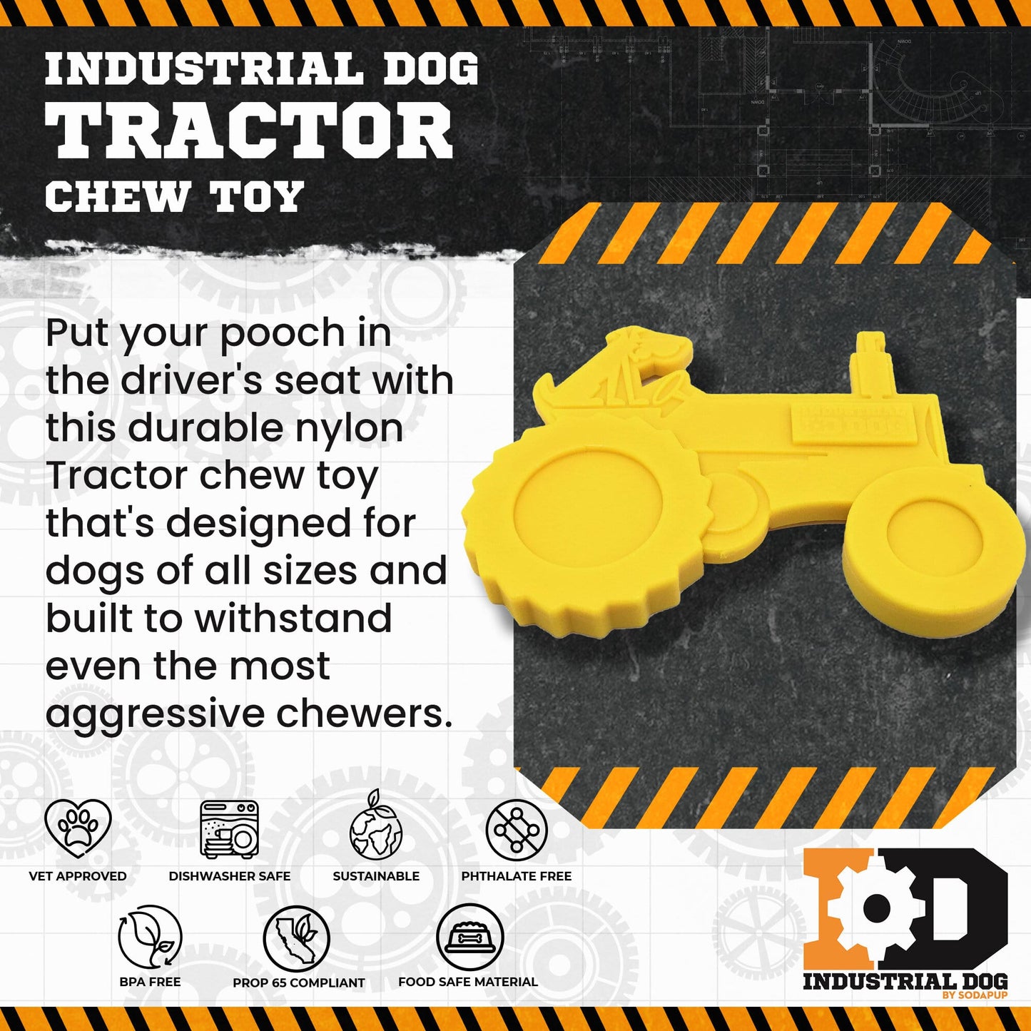 ID Tractor Ultra Durable Nylon Dog Chew Toy