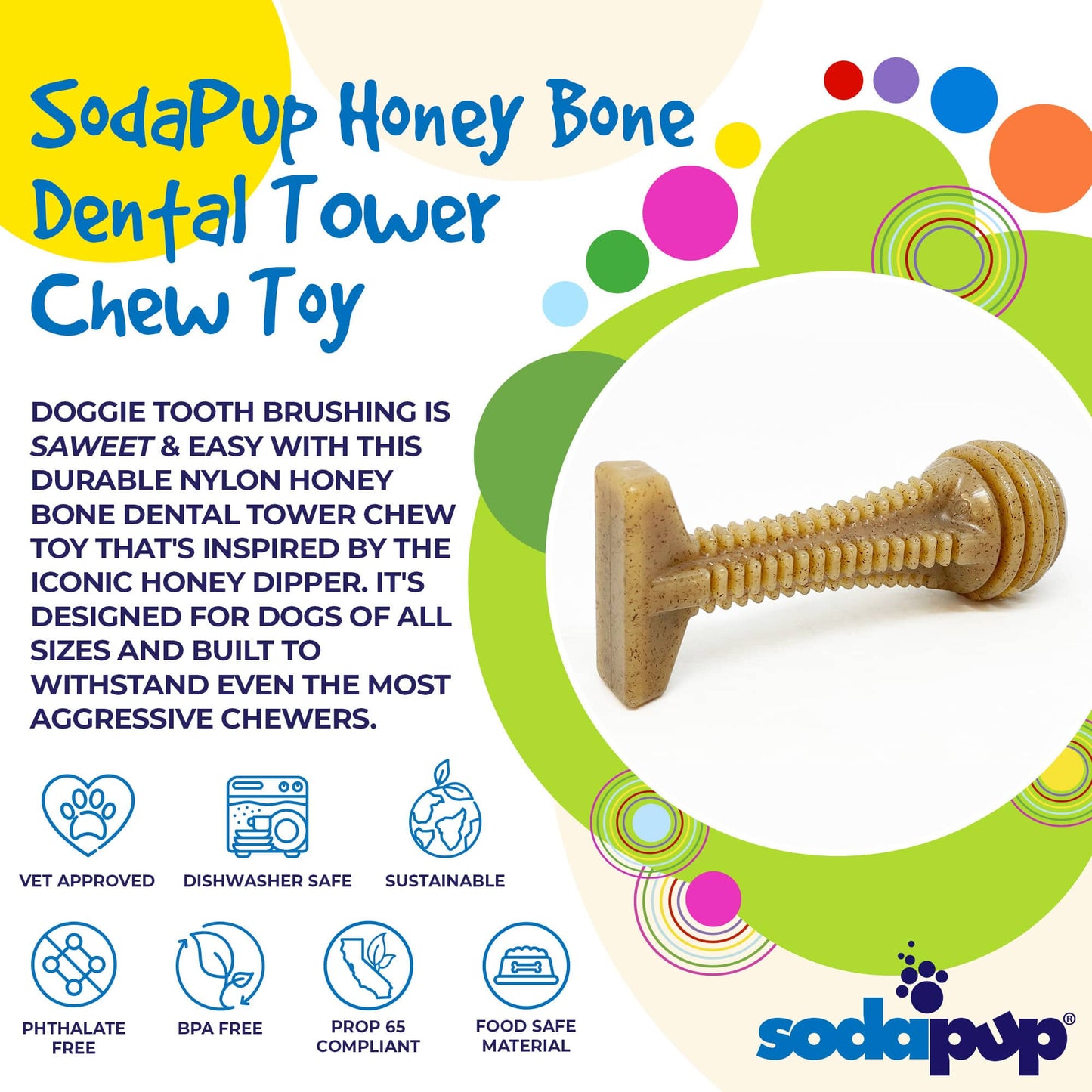 Honey Bone Dental Tower eChew Ultra Durable Nylon Dog Chew Toy