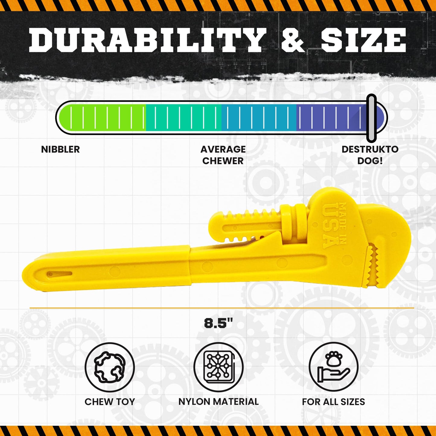 ID Pipe Wrench Ultra Durable Nylon Dog Chew Toy