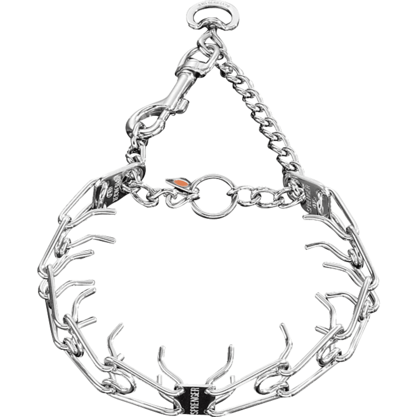 Herm Sprenger - ULTRA-PLUS Training Collar with Center-Plate, Assembly Chain, and Snap Hook - Comfort Version - Stainless steel