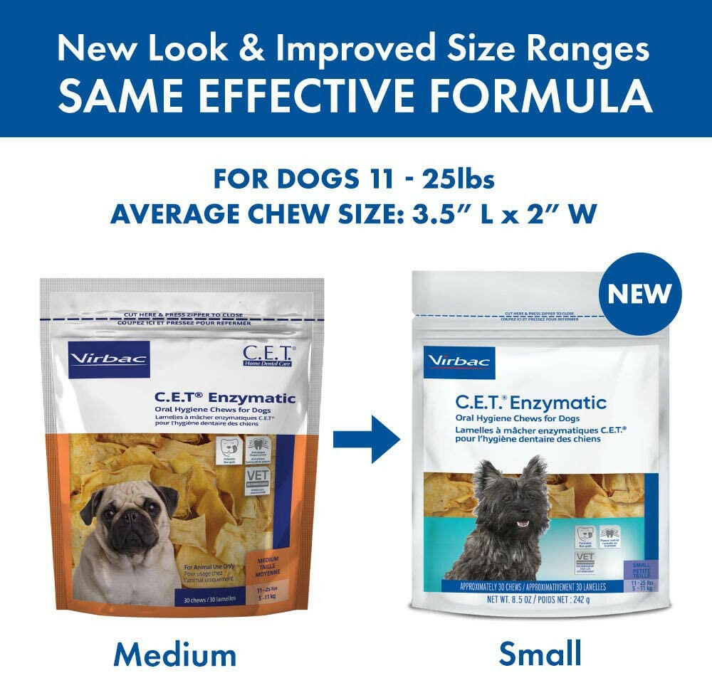 C.E.T. Enzymatic Dental Chews for Small Dogs 11-25 lbs