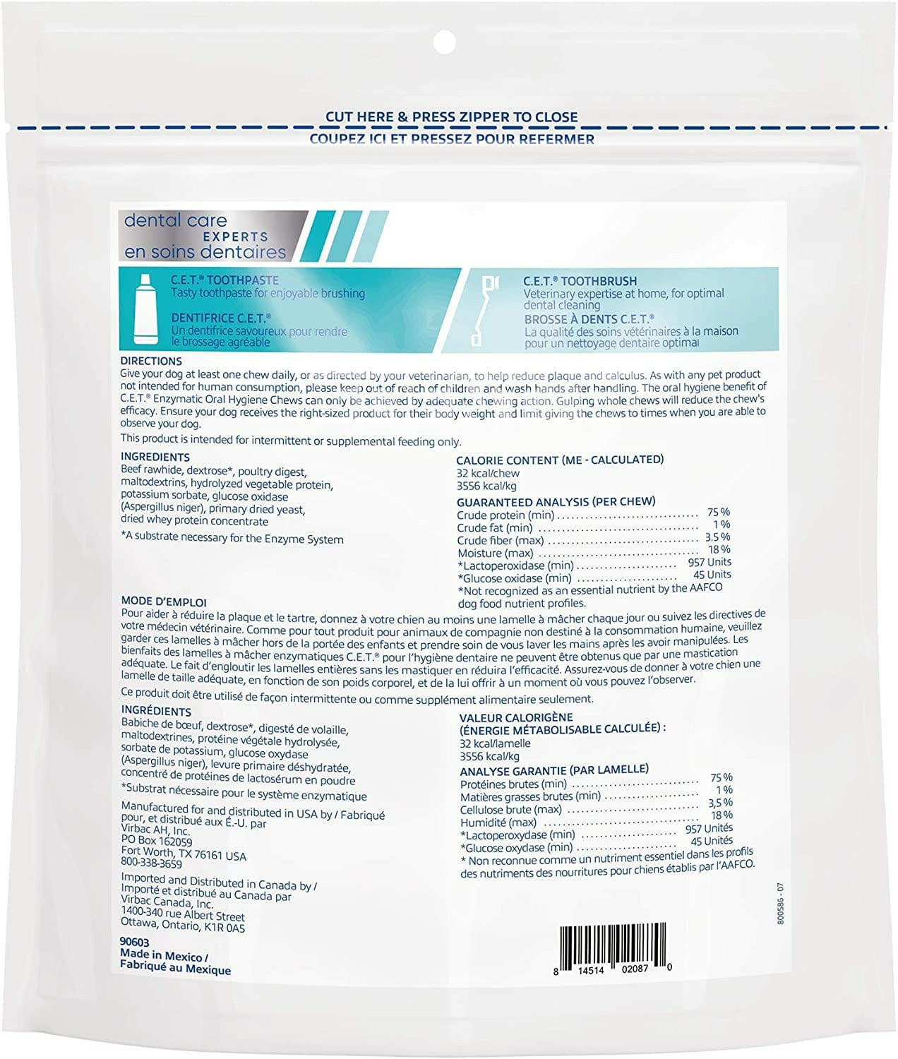 C.E.T. Enzymatic Dental Chews for Small Dogs 11-25 lbs