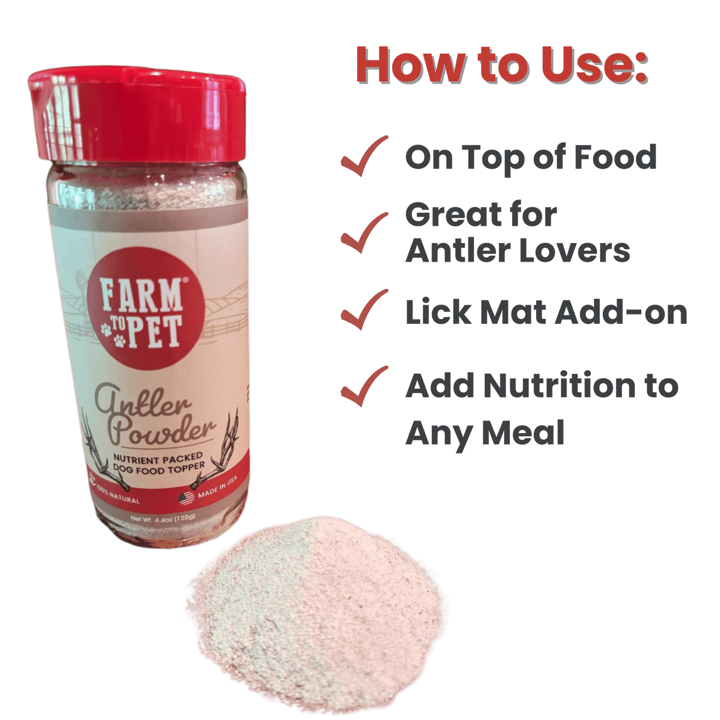 Farm to Pet Antler Powder Dog Food Topper
