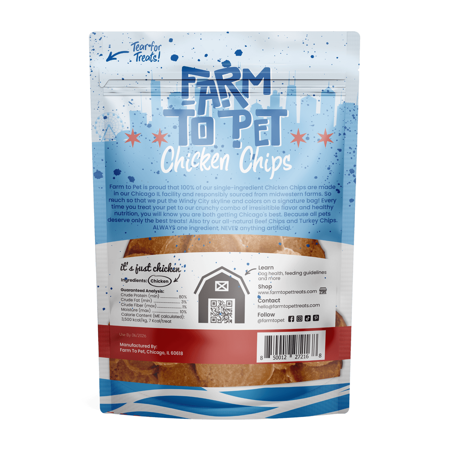 Farm to Pet Chicago Chicken Chips for Dogs