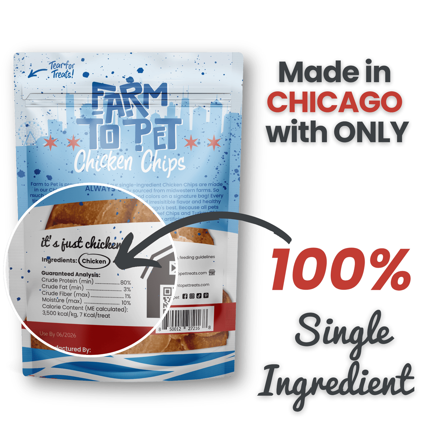 Farm to Pet Chicago Chicken Chips for Dogs
