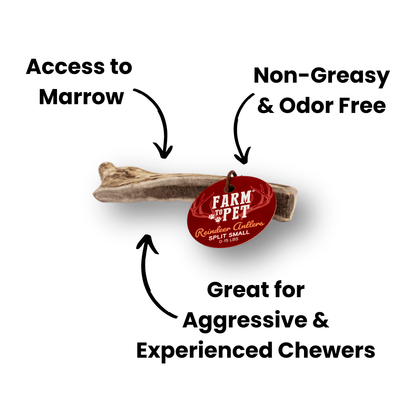Farm to Pet Split Reindeer Antlers for Dogs