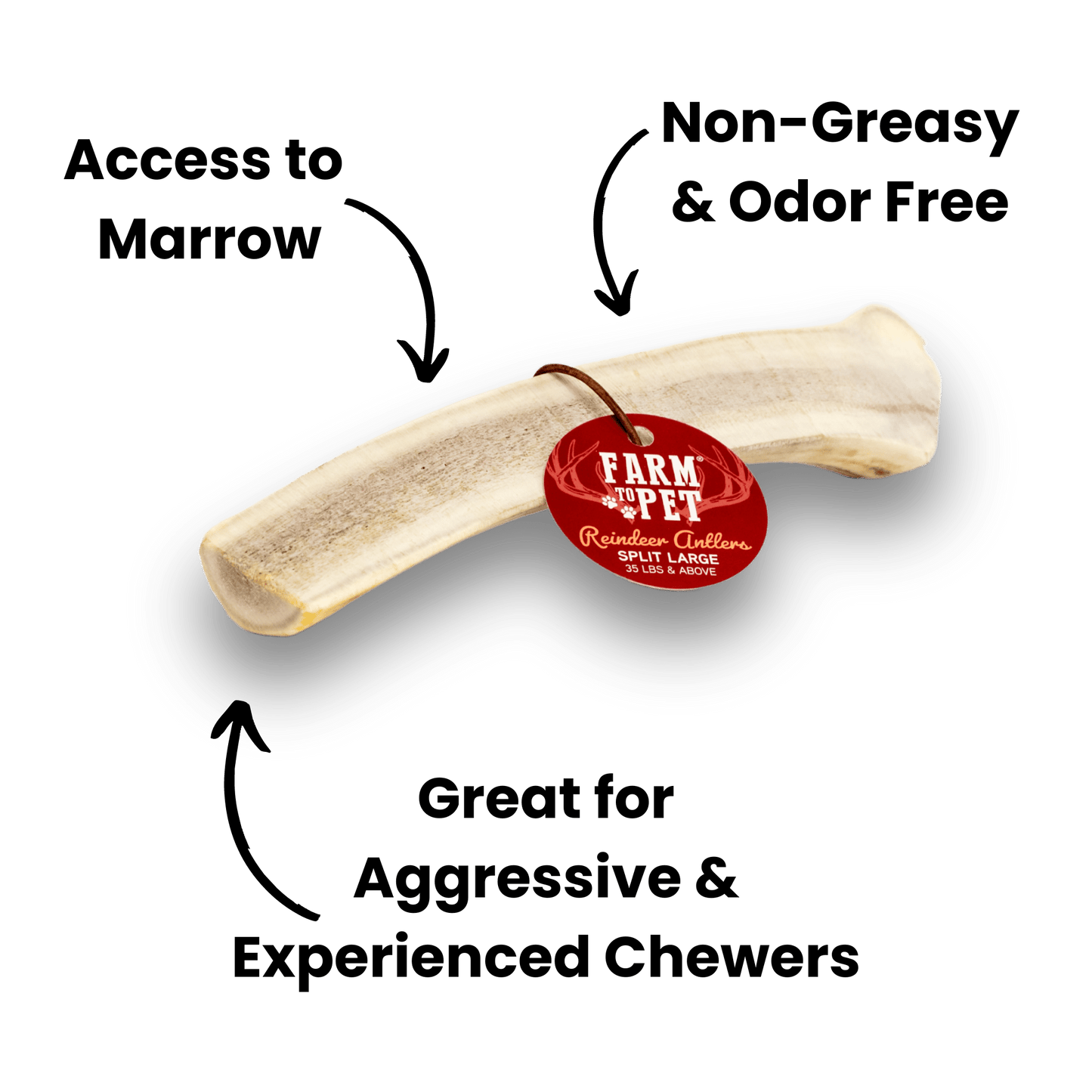 Farm to Pet Split Reindeer Antlers for Dogs