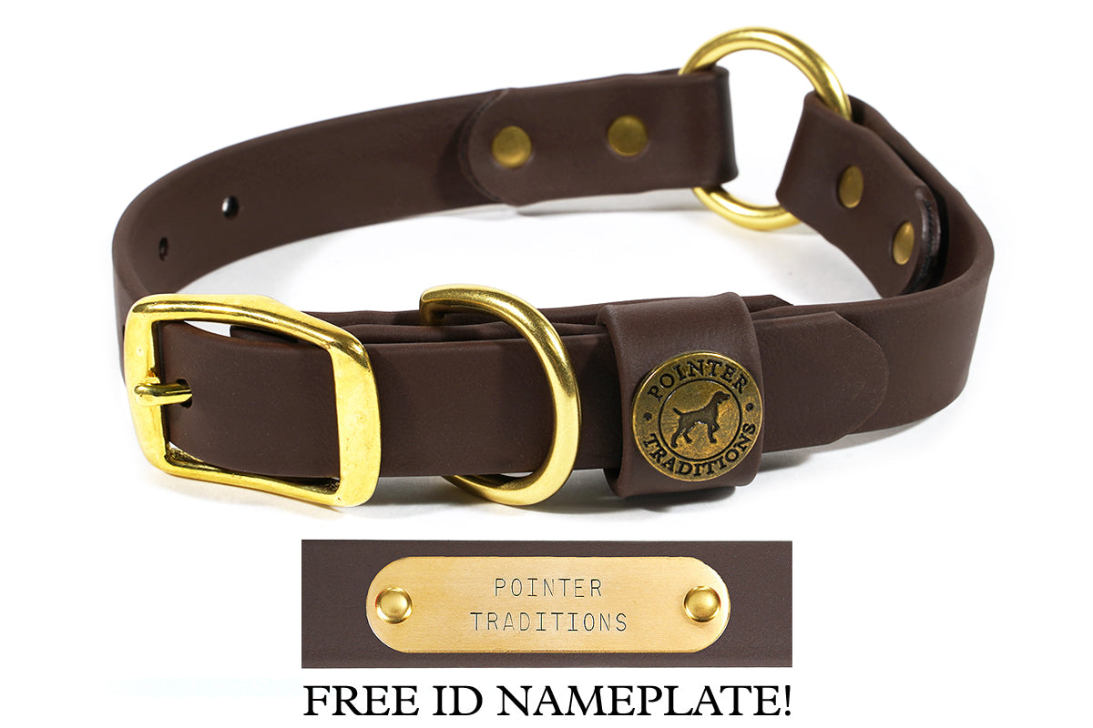 Pointer Traditions Hunting Dog Center Ring Collar - Leather Brown