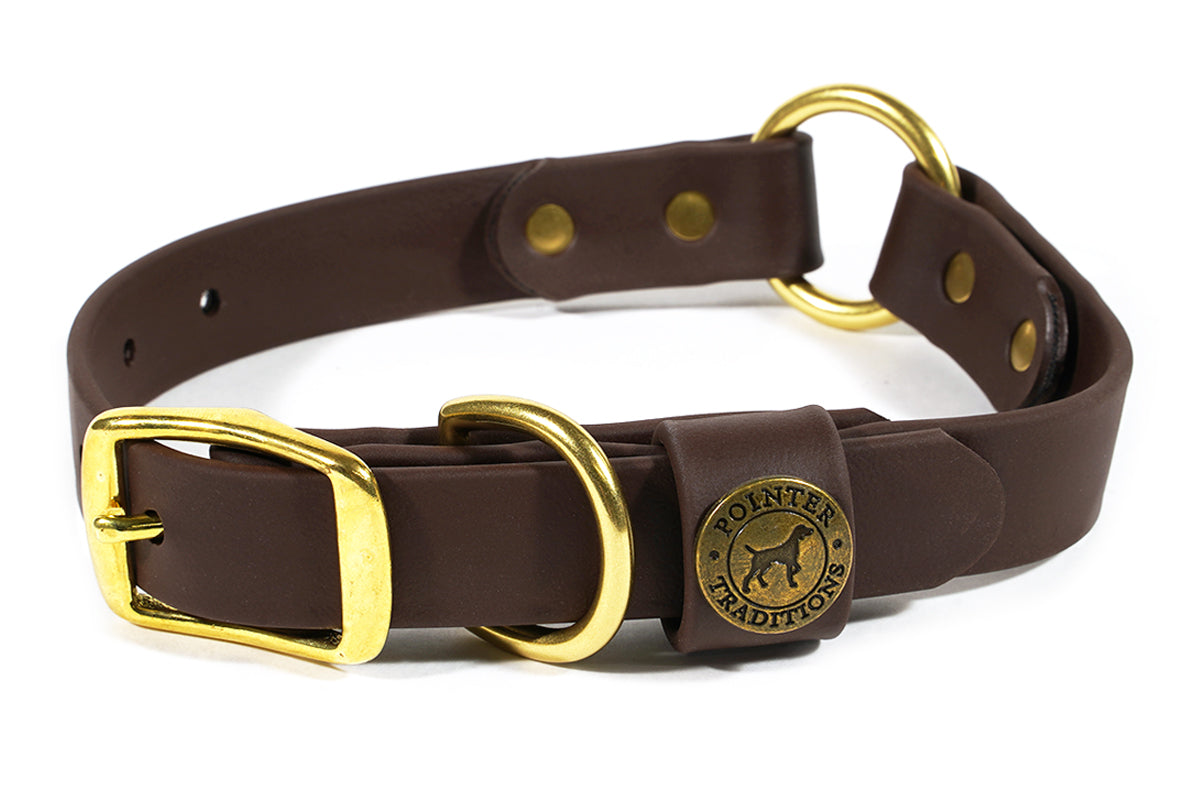 Pointer Traditions Hunting Dog Center Ring Collar - Leather Brown