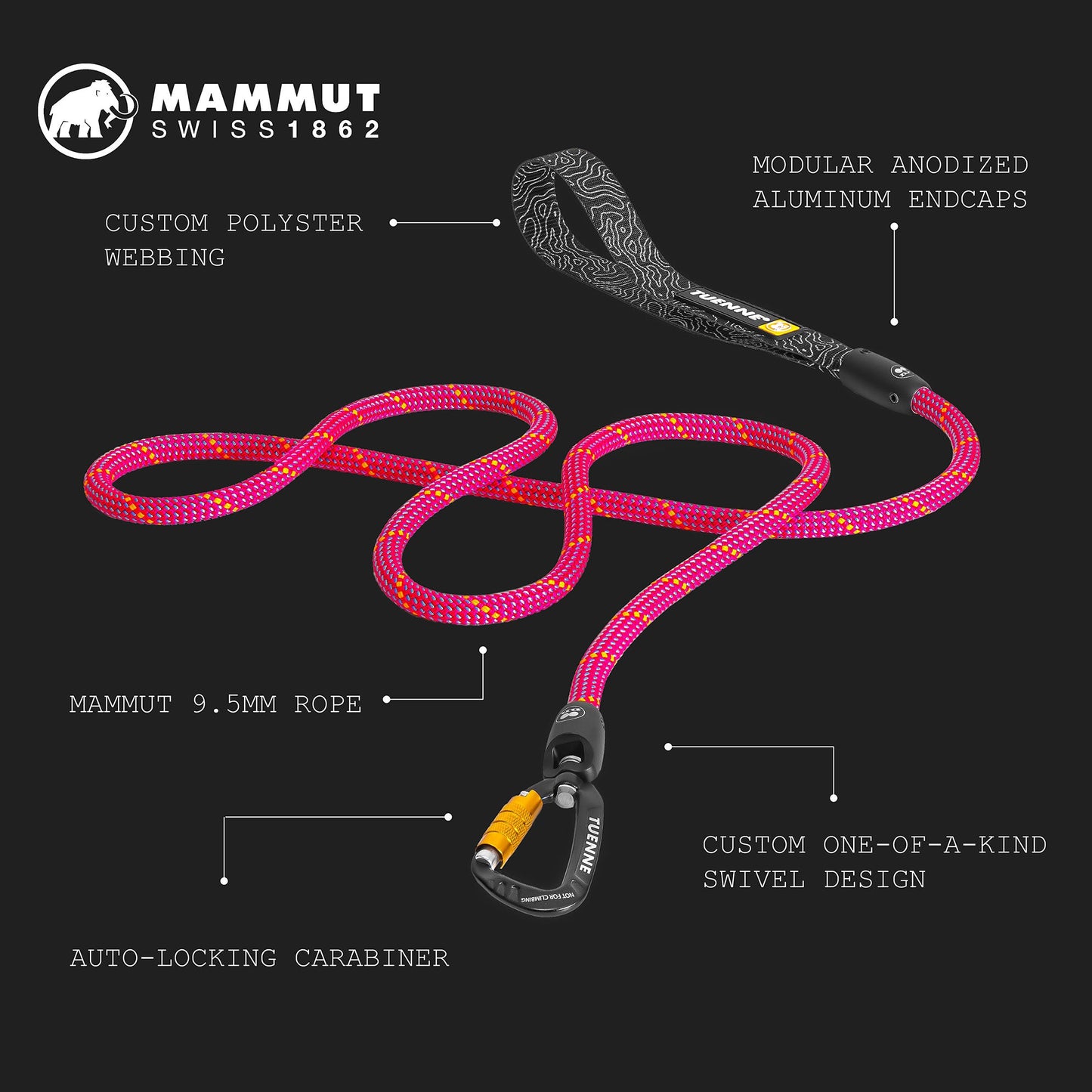 Tuenne/Mammut Pink Zen 9.5mm Dry Dog Leash