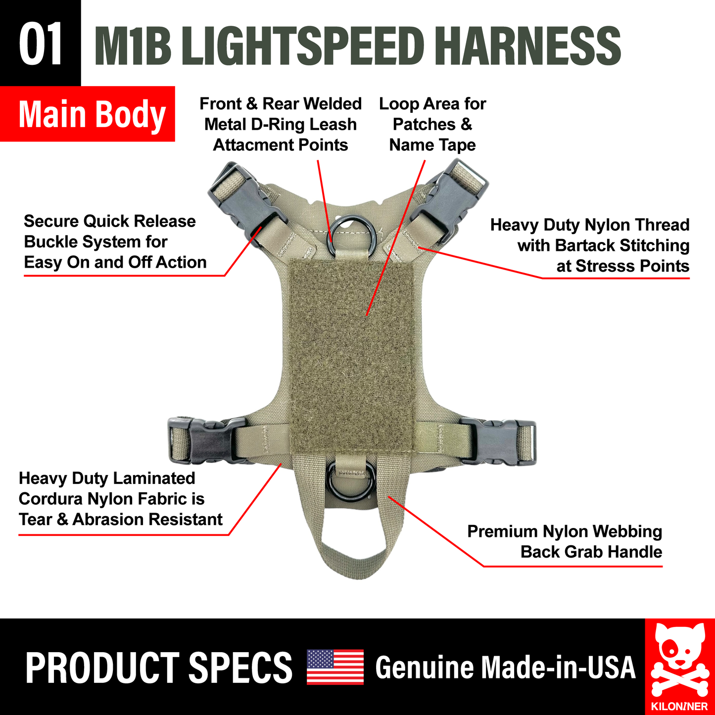 Kiloniner K9R - M1 LightSpeed Harness