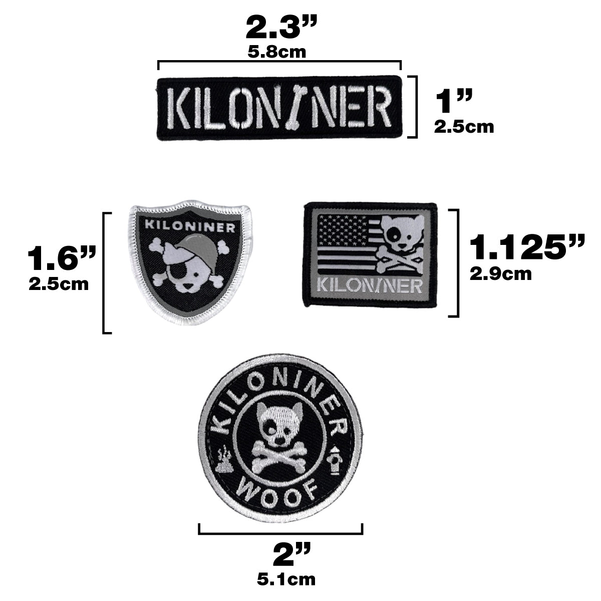 4 Pack - Mini Black and White Logo Patches