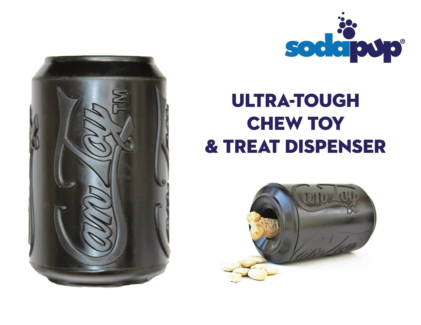 SP Magnum Can Toy eDispenser Ultra Durable Rubber Chew Toy & Treat Dispenser - Black