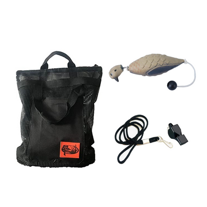 HuntEmUp Hunting Dog Training Kit – Mourning Dove Dummy, Whistle & Lanyard + Mesh Carry Bag