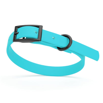 BioThane Waterproof Dog Collar - XS: L 9"-12" x W 1/2" - Black OR Brass Hardware