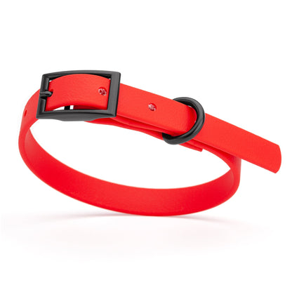 BioThane Waterproof Dog Collar - XS: L 9"-12" x W 1/2" - Black OR Brass Hardware