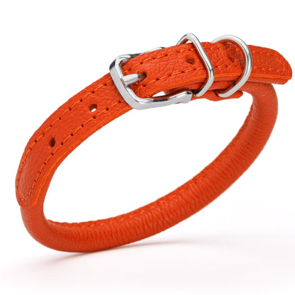 Soft Leather Round Dog Collar