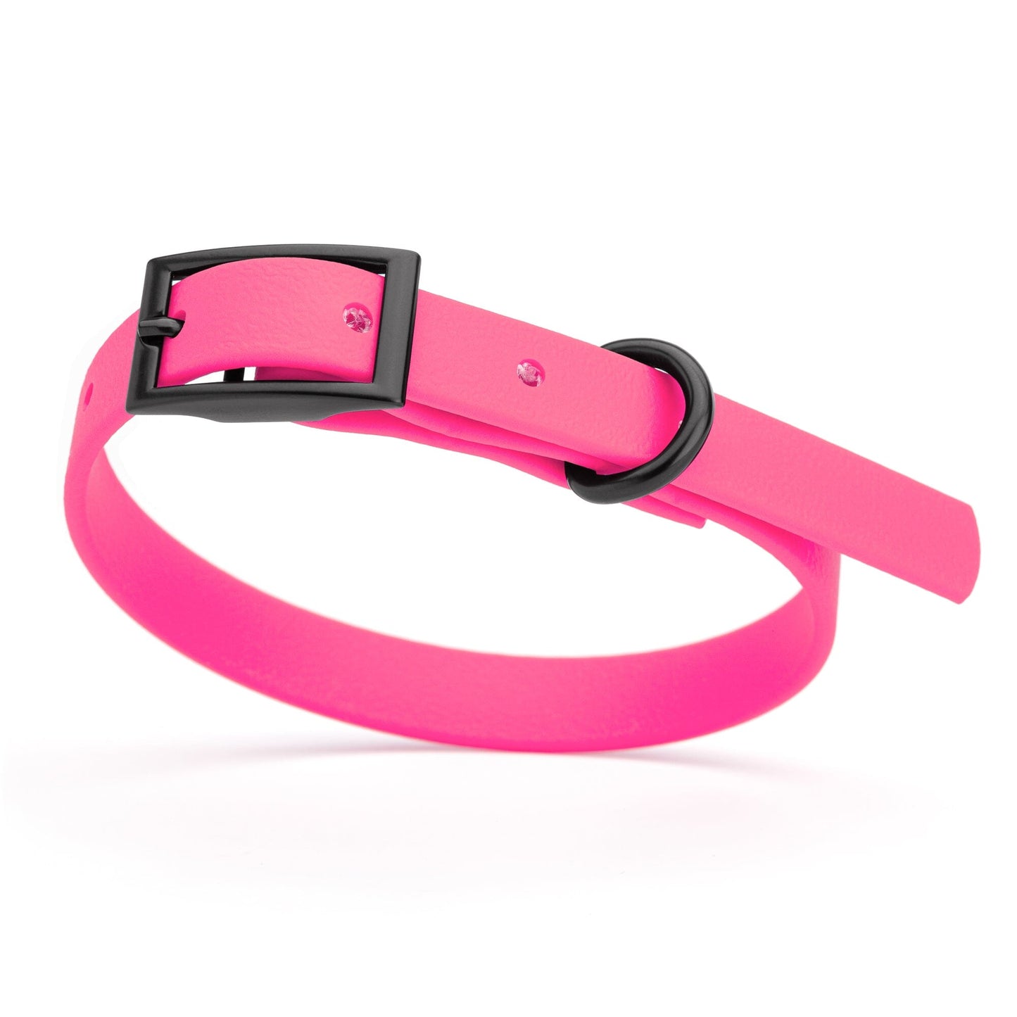 BioThane Waterproof Dog Collar - XS: L 9"-12" x W 1/2" - Black OR Brass Hardware