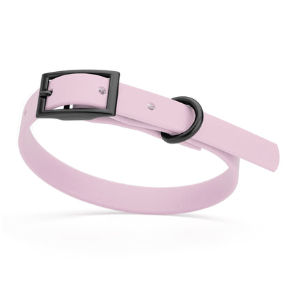 BioThane Waterproof Dog Collar - XS: L 9"-12" x W 1/2" - Black OR Brass Hardware