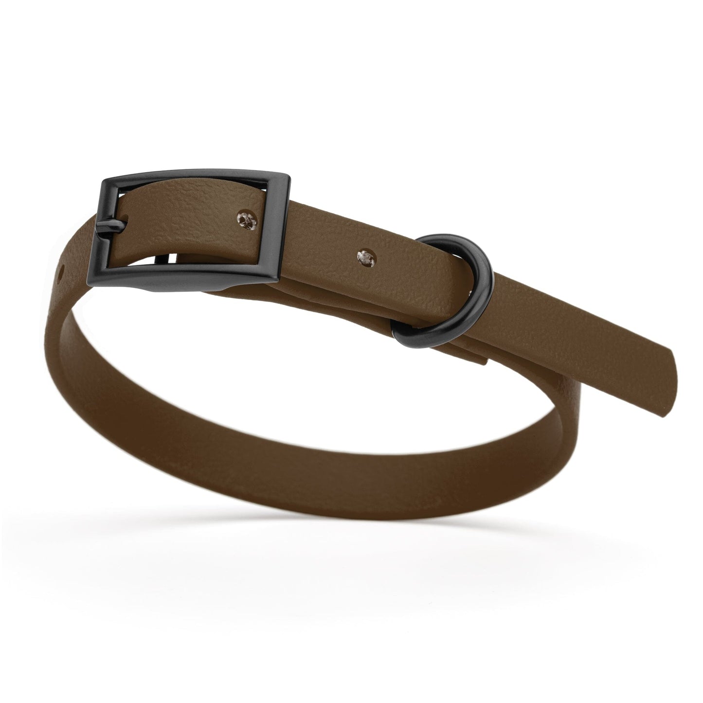 BioThane Waterproof Dog Collar - XS: L 12"-15" x W 5/8" - Black OR Brass Hardware