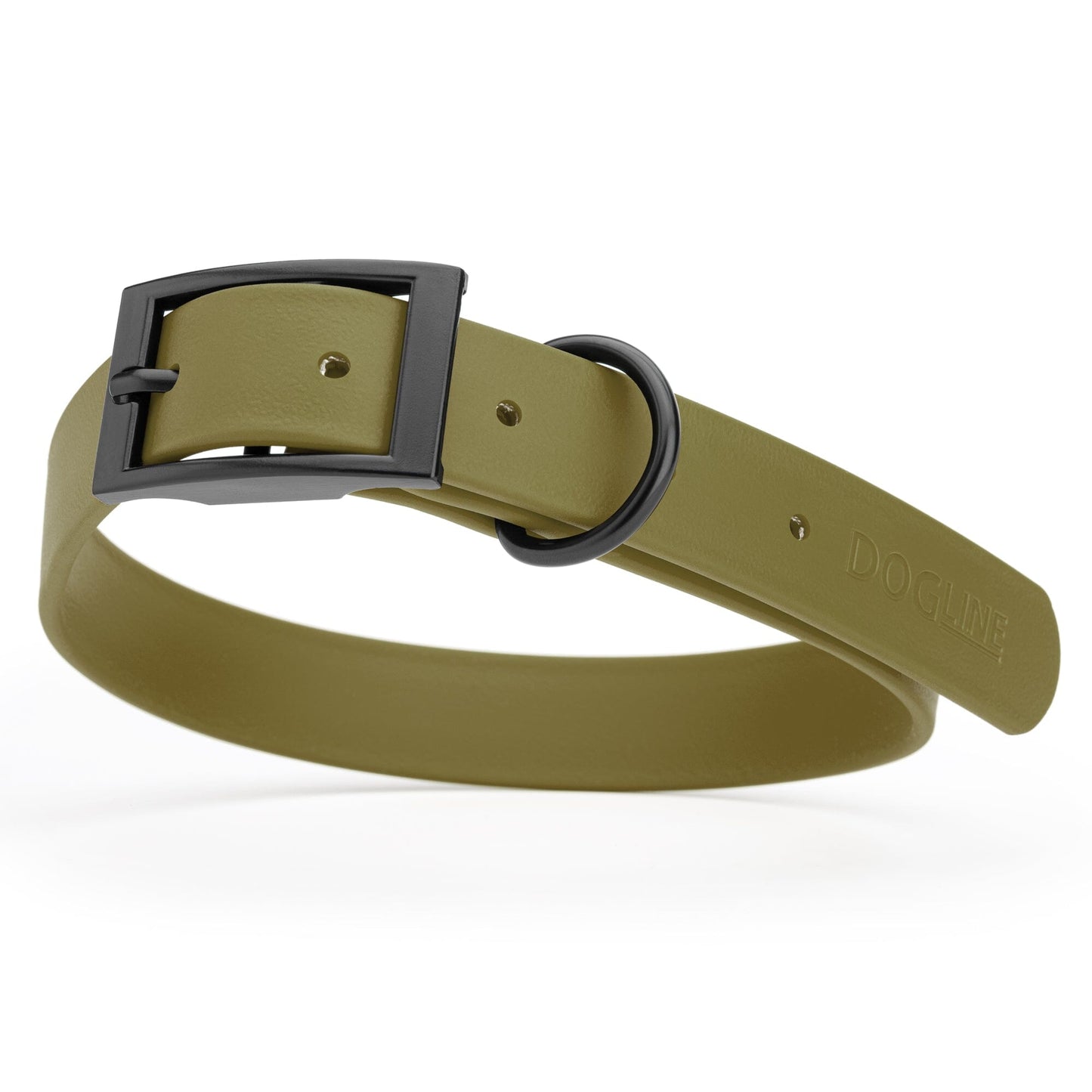 Dogline Biothane Waterproof Dog Collar with Black Hardware - Size L (18 to 22 inches)