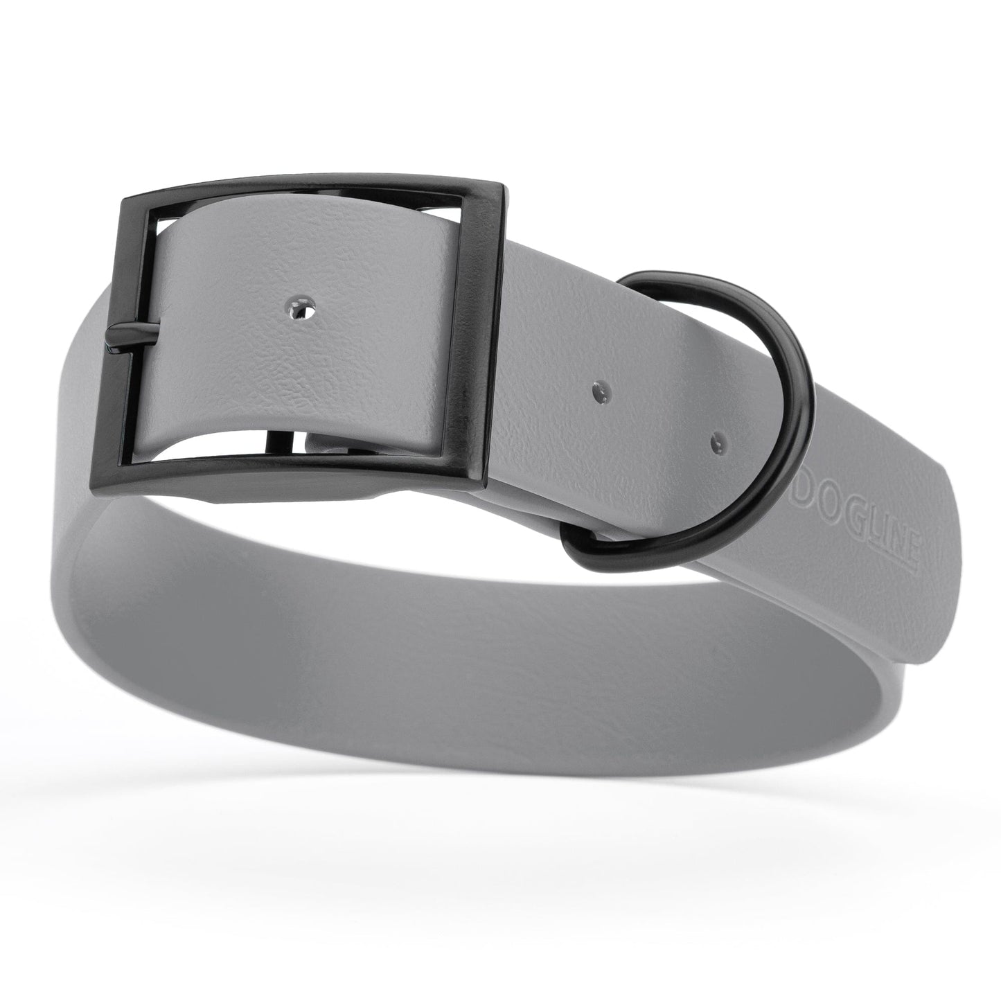 Dogline Biothane Waterproof Dog Collar with Black Hardware -  1.5" Wide, Size XXL (24 to 28 inches)