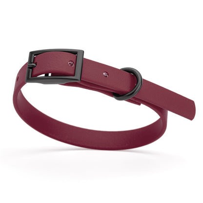 BioThane Waterproof Dog Collar - XS: L 9"-12" x W 1/2" - Black OR Brass Hardware
