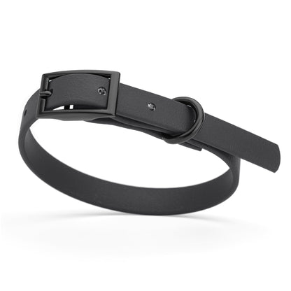 BioThane Waterproof Dog Collar - XS: L 12"-15" x W 5/8" - Black OR Brass Hardware