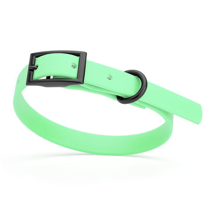 BioThane Waterproof Dog Collar - XS: L 9"-12" x W 1/2" - Black OR Brass Hardware