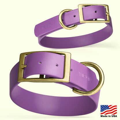Viper Biothane Waterproof Dog Collar - Brass Hardware - Size XL (22" - 25")