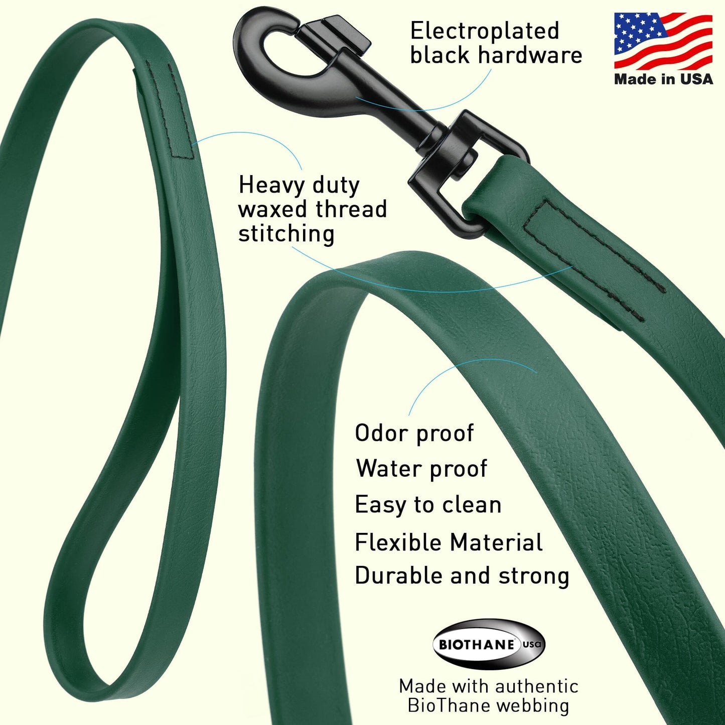 Biothane Waterproof Dog Leash, 4 ft