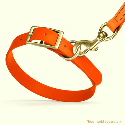 Viper Biothane Waterproof Dog Collar - Brass Hardware - 1.5in Wide - Size XXL (24" - 28")