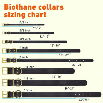 Viper Biothane Waterproof Dog Collar - Brass Hardware - 1.5in Wide, Size L (16 to 20 inches)