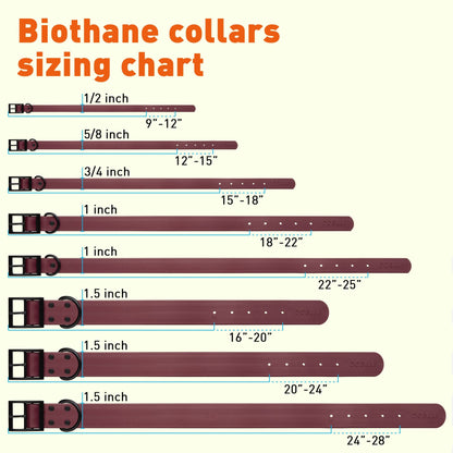 Biothane Waterproof Dog Collar - 1.5in Wide - Large (16 to 20 inches)
