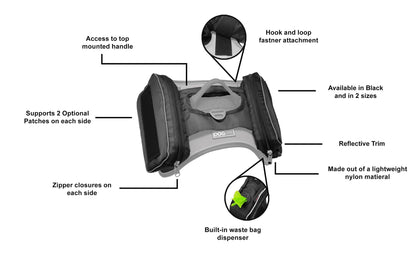 DogLine Quest Removable Utility Saddlebags + Built-In Waste Bag Dispenser