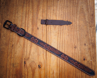 Ay'e Chihuahaua! Tooled Leather Western Dog Collar