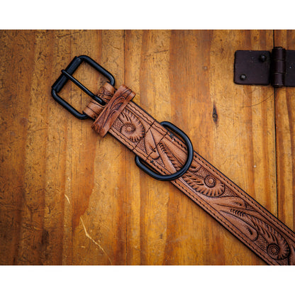 Ay'e Chihuahaua! Tooled Leather Western Dog Collar