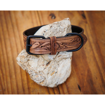 Ay'e Chihuahaua! Tooled Leather Western Dog Collar