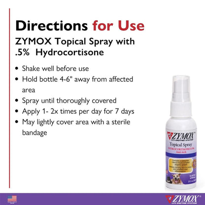 Zymox Enzymatic Topical Spray with Hydrocortisone 0.5% for Dogs & Cats (2 oz)