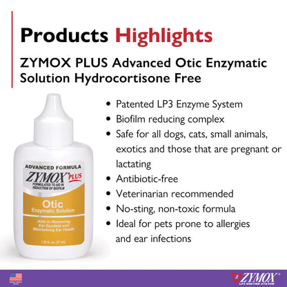 Zymox Plus Advanced Otic Ear Treatment without Hydrocortisone (1.25 oz)