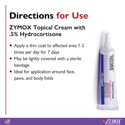 Zymox Topical Cream Hydrocortisone 0.5% for Dogs & Cats (1 oz)