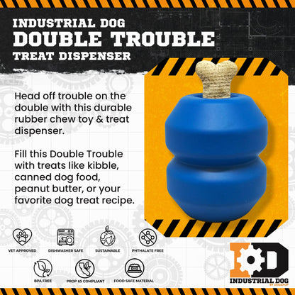 Double Trouble eDispenser Durable Rubber Chew Toy and Treat Dispenser