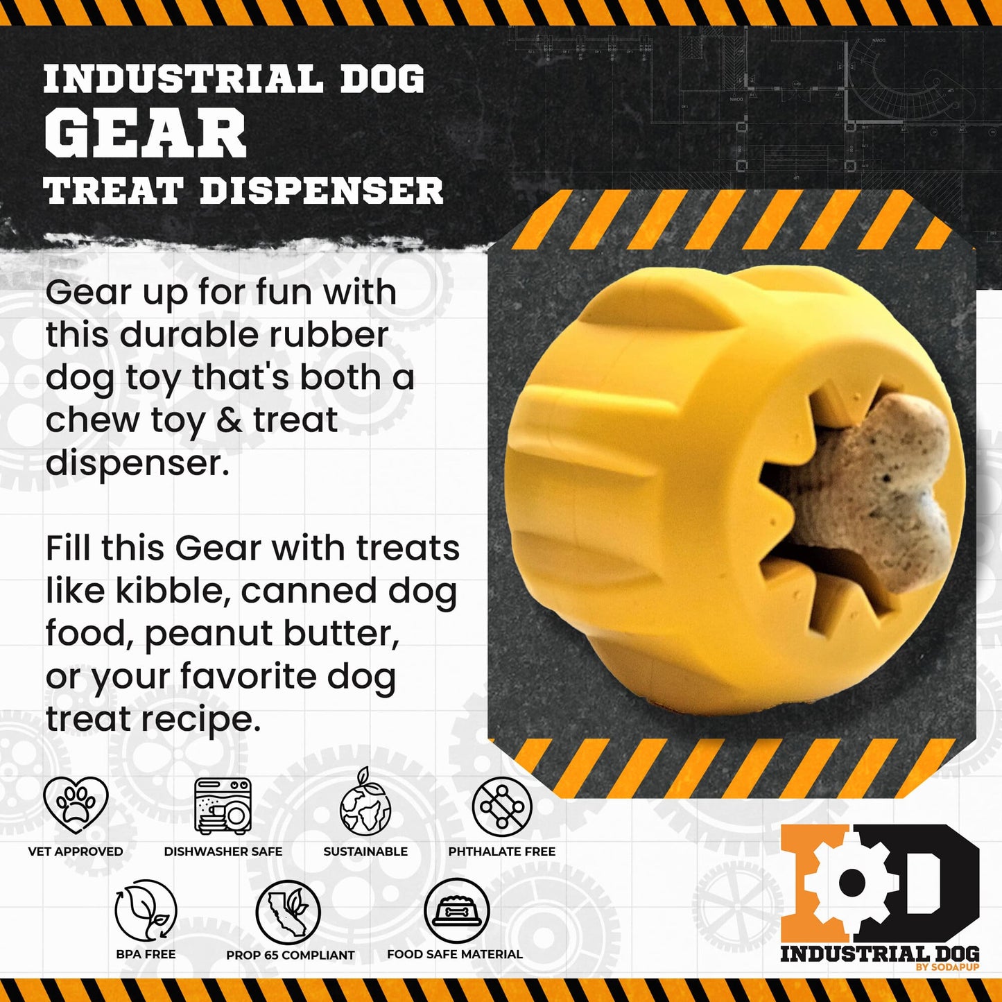 Gear eDispener Durable Rubber Treat Holder and Chew Toy