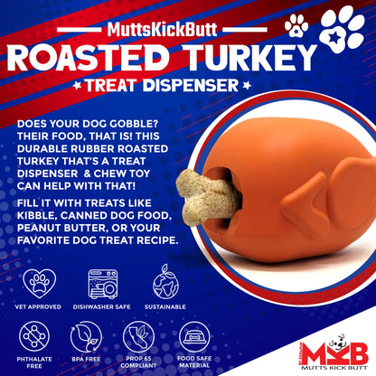 Roasted Turkey eDispenser Durable Rubber Chew Toy & Treat Dispenser - Large