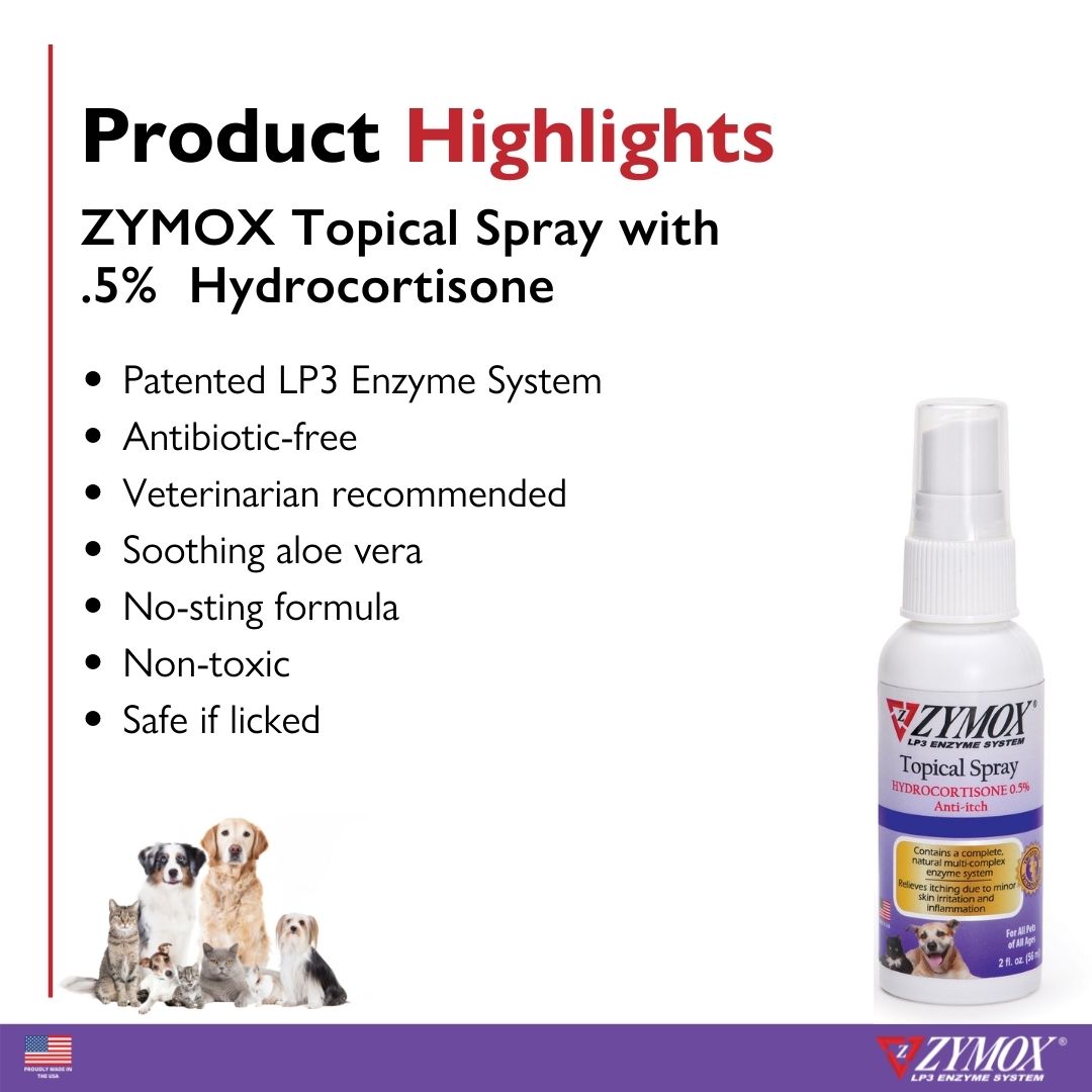 ZYMOX Topical Spray with 0.5% Hydrocortisone (2 oz)