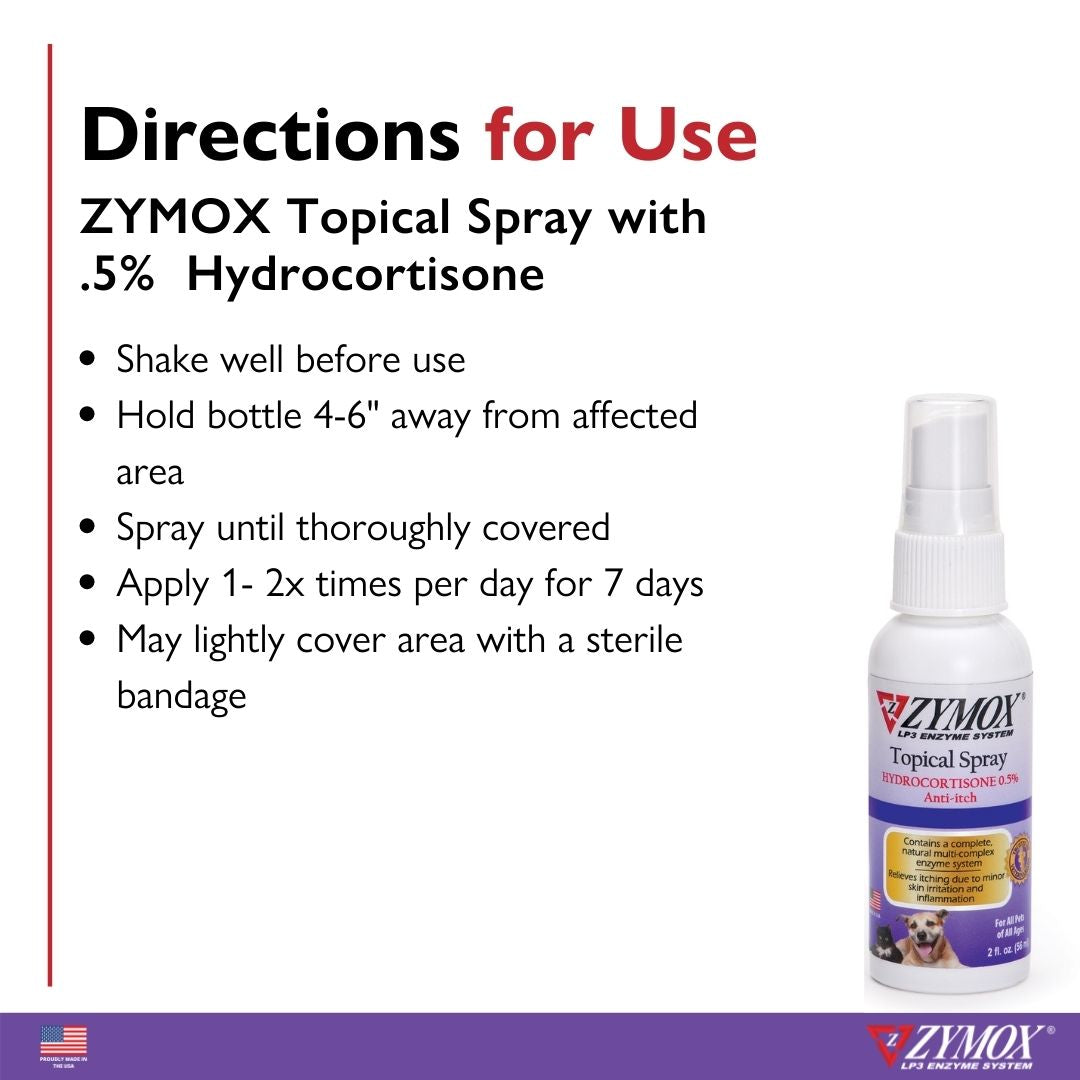 ZYMOX Topical Spray with 0.5% Hydrocortisone (2 oz)