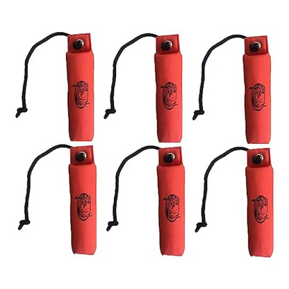 HuntEmUp Hunting Dog Essentials Training Kit -Large Canvas Orange Bumpers 6pc + Mesh Bumper Bag + Whistle & Lanyard + Braided Leather Leash