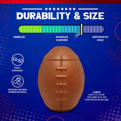 Football eDispenser Durable Rubber Chew Toy and Treat Dispenser