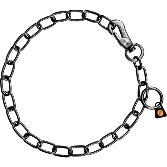 Herm Sprenger - Chain Collar with SPRENGER hook - Medium Links - Black Stainless Steel, 3mm